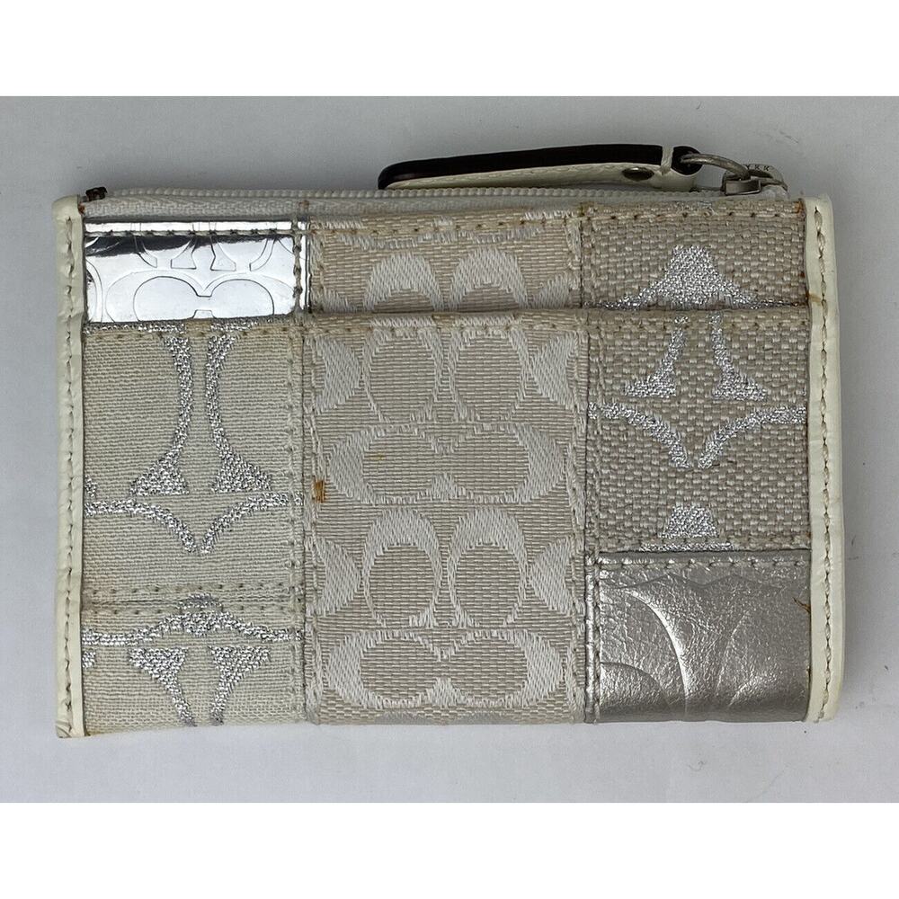 Coach Patchwork White Silver Canvas Small Zip Coi… - image 7